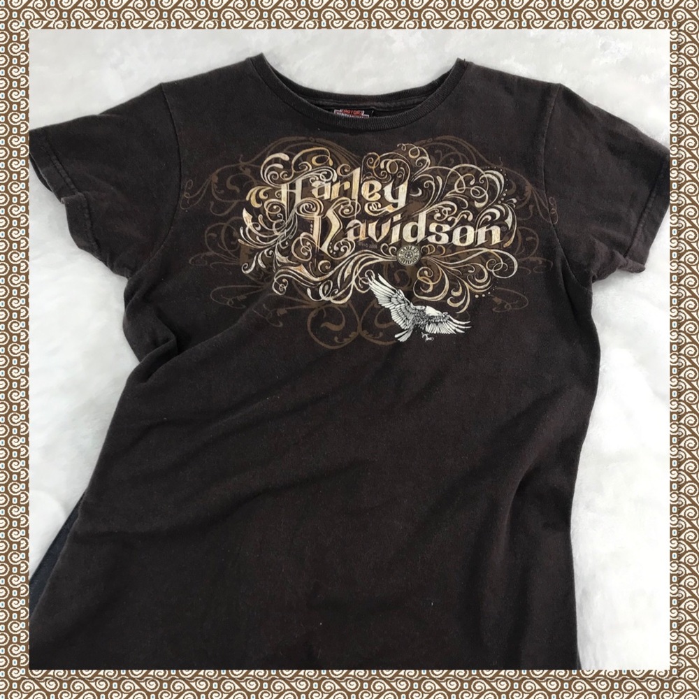 Harley Davidson T shirt Kauai Hawaii Brown